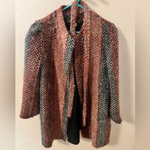 Warm toned boucle coat great for fall days
